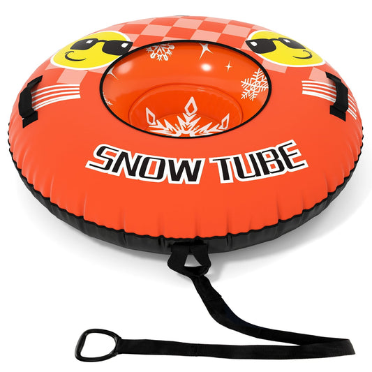 42" Heavy-Duty Inflatable Snow Tube, Detachable Tow Strap, Orange Winter Sports & Activities Orange at Gallery Canada