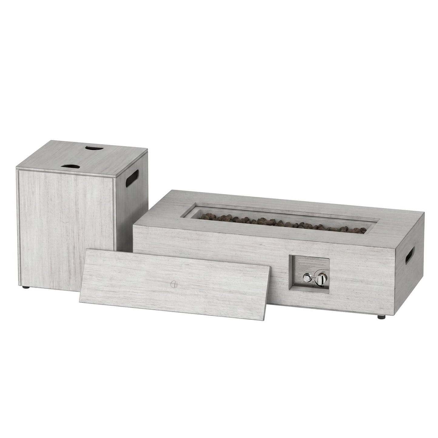 42 Inch 50,000 BTU Outdoor Rectangular Fire Table, With Tank Holder, Light Gray Fire Pit Tables at Gallery Canada