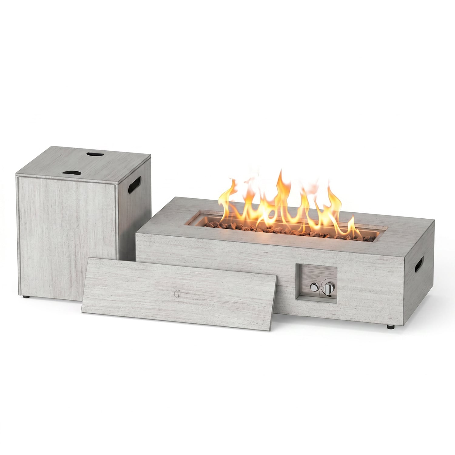 42 Inch 50,000 BTU Outdoor Rectangular Fire Table, With Tank Holder, Light Gray Fire Pit Tables at Gallery Canada