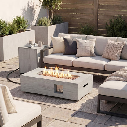 42 Inch 50,000 BTU Outdoor Rectangular Fire Table, With Tank Holder, Light Gray Fire Pit Tables at Gallery Canada