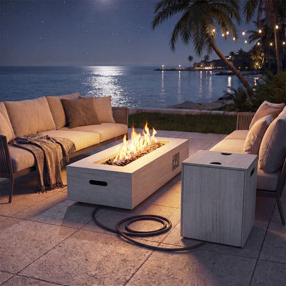 42 Inch 50,000 BTU Outdoor Rectangular Fire Table, With Tank Holder, Light Gray Fire Pit Tables at Gallery Canada