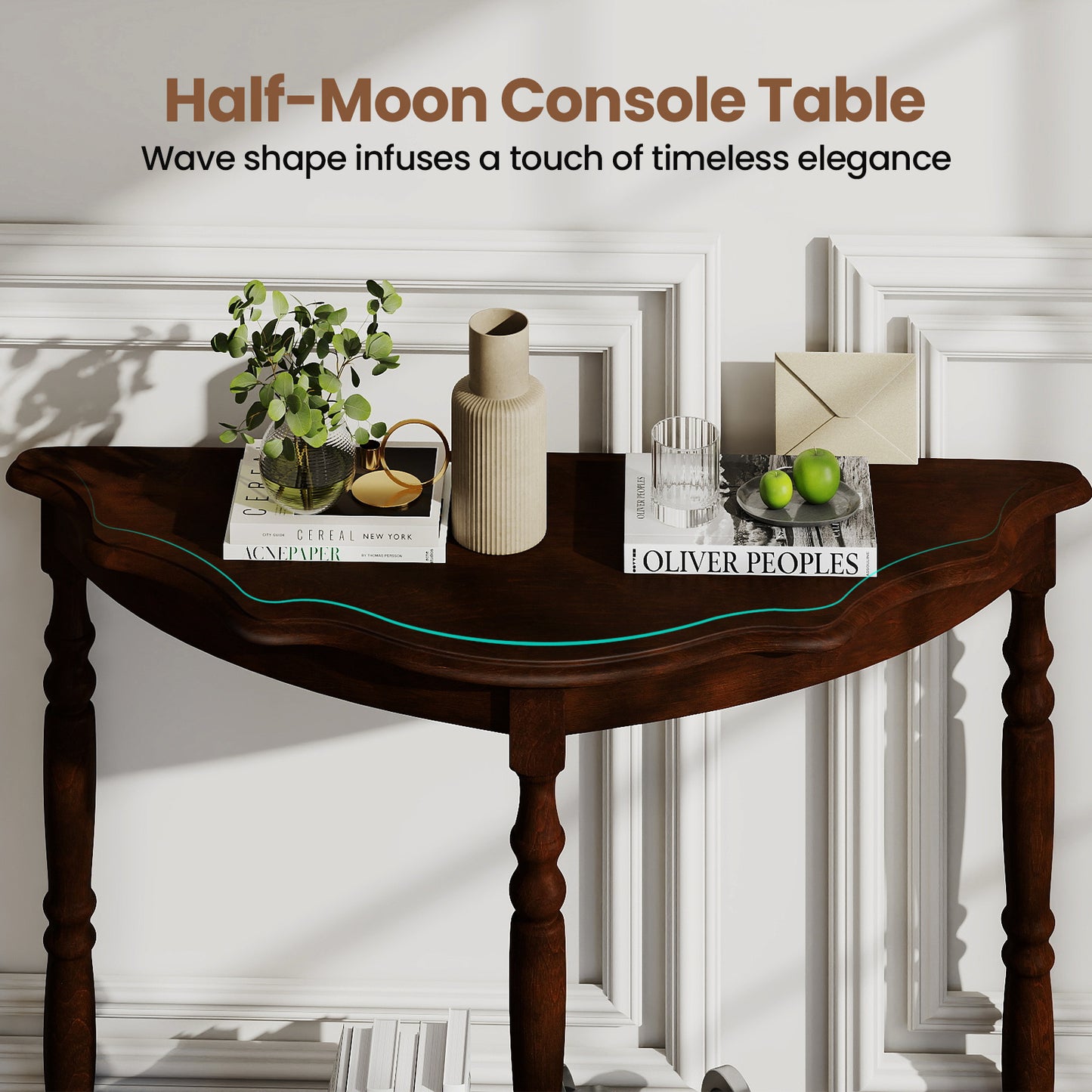 42 Inch Half Moon Console Table With Shelf, Espresso Console Tables at Gallery Canada
