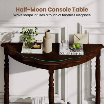 42 Inch Half Moon Console Table With Shelf, Espresso Console Tables at Gallery Canada