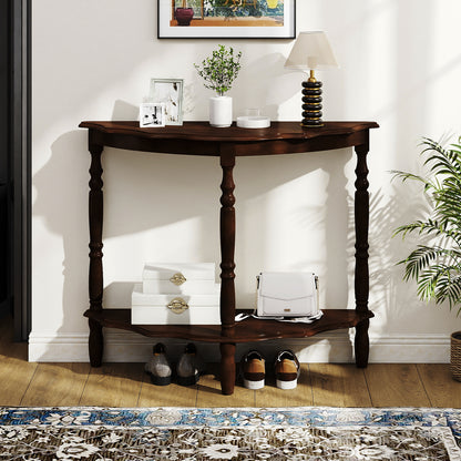 42 Inch Half Moon Console Table With Shelf, Espresso Console Tables at Gallery Canada