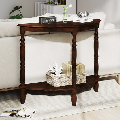 42 Inch Half Moon Console Table With Shelf, Espresso Console Tables at Gallery Canada