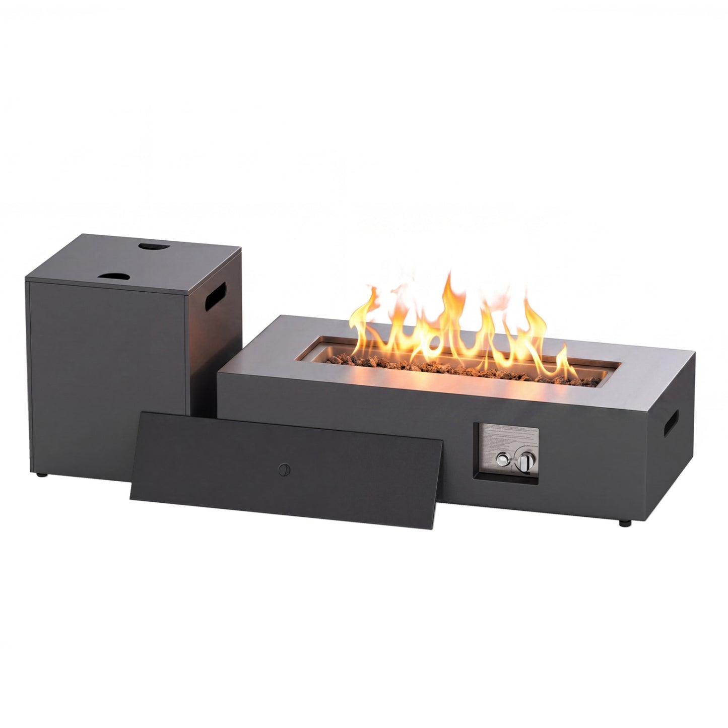 42 Inch Outdoor Rectangular Fire Table 50 000 BTU with Tank Holder, Black Fire Pit Tables at Gallery Canada