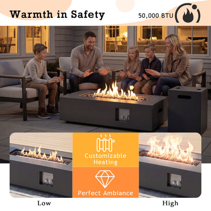 42 Inch Outdoor Rectangular Fire Table 50 000 BTU with Tank Holder, Black Fire Pit Tables at Gallery Canada