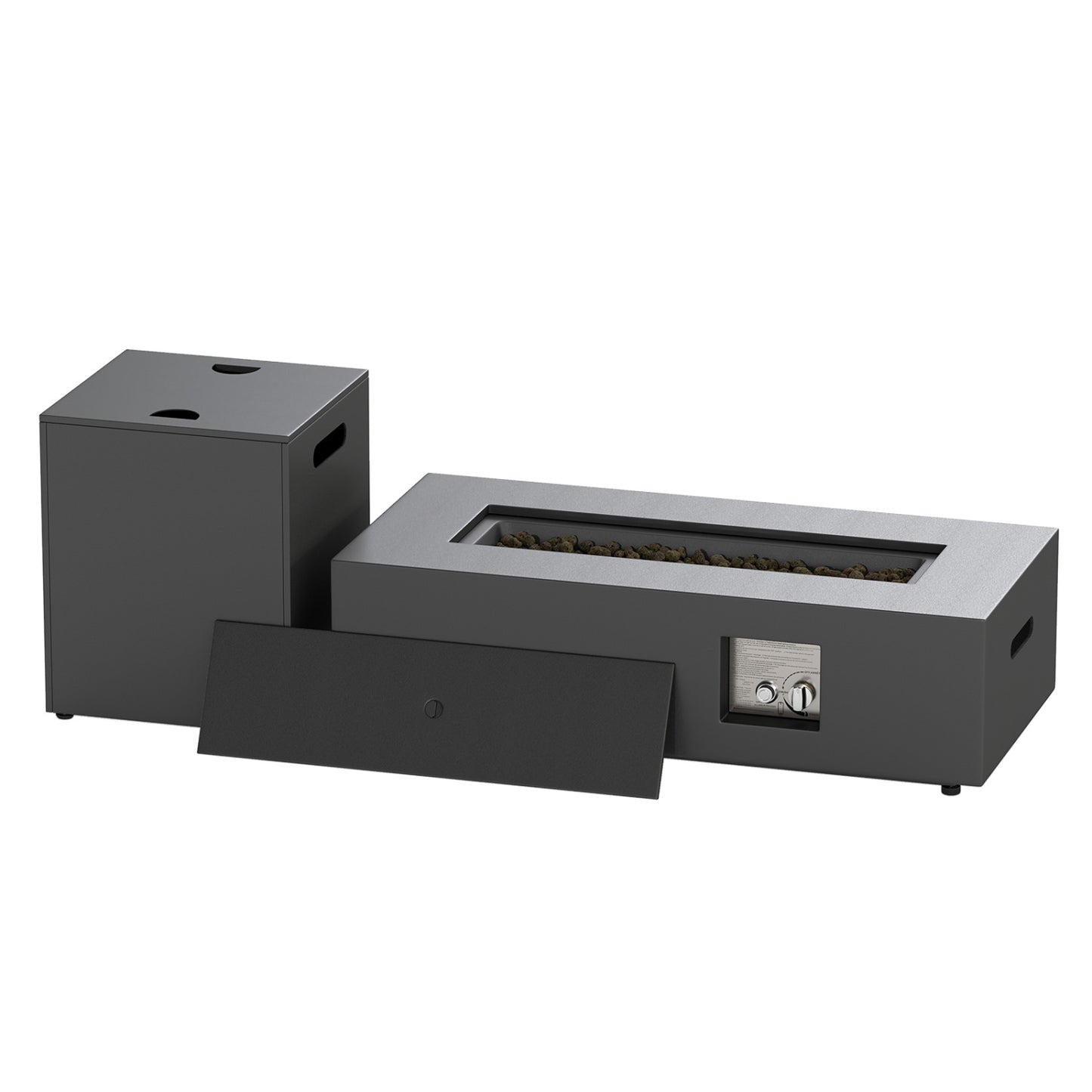 42 Inch Outdoor Rectangular Fire Table 50 000 BTU with Tank Holder, Black Fire Pit Tables at Gallery Canada