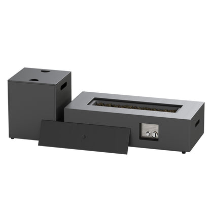 42 Inch Outdoor Rectangular Fire Table 50 000 BTU with Tank Holder, Black Fire Pit Tables at Gallery Canada