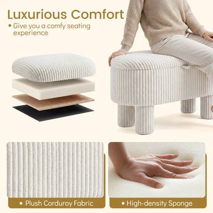 42 Inch Storage Ottoman Bench Corduroy, Beige Ottomans at Gallery Canada