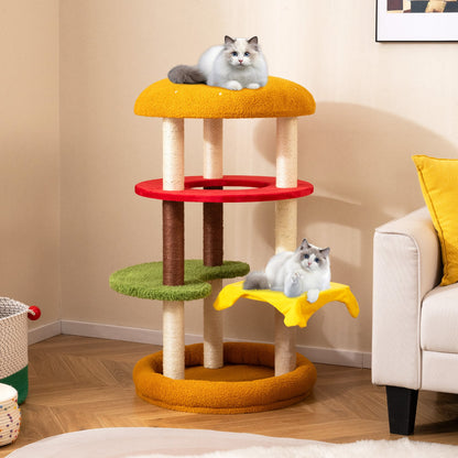 42 Inch Tall Cat Tree, Multi-Level, Padded Perch, Cat Bed, Yellow Cat Trees Condos & Scratchers at Gallery Canada