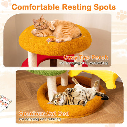 42 Inch Tall Cat Tree, Multi-Level, Padded Perch, Cat Bed, Yellow Cat Trees Condos & Scratchers at Gallery Canada