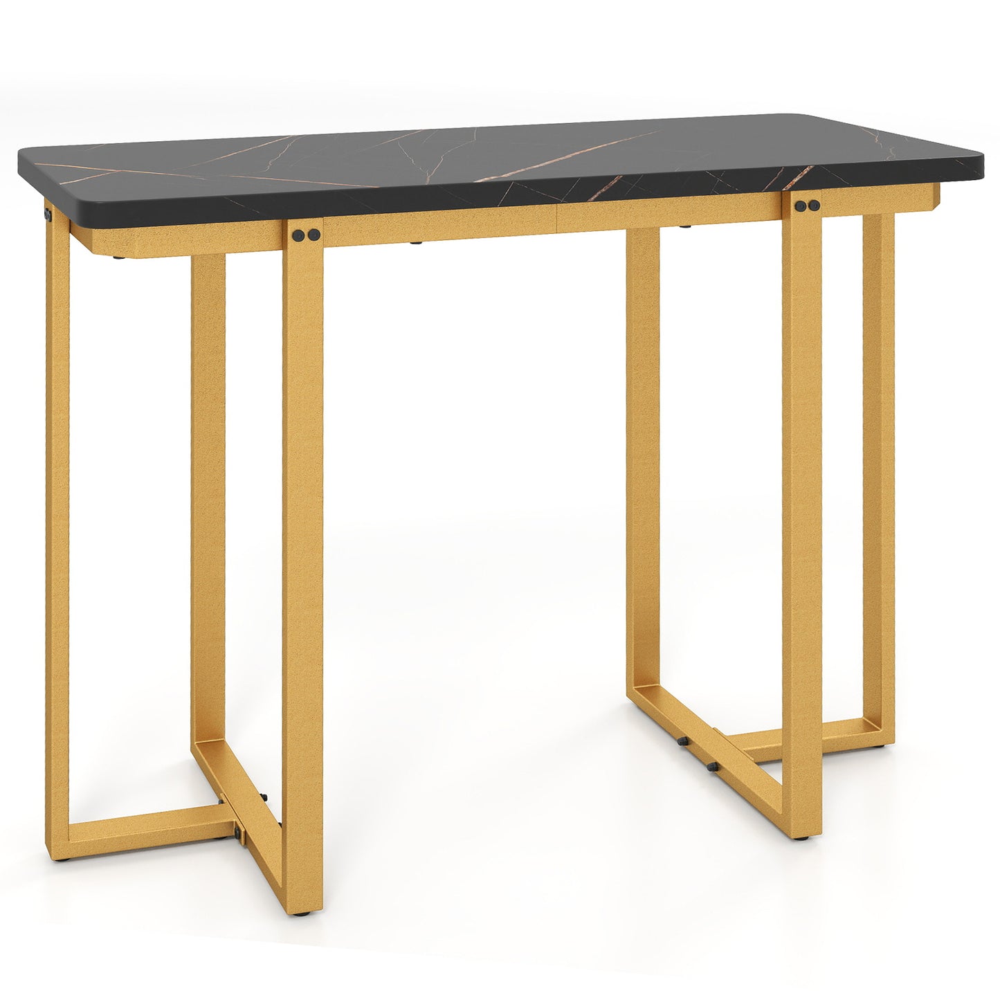 42 Inches Modern Faux Marble Entryway Table with Geometric Metal Frame, Black Console Tables at Gallery Canada