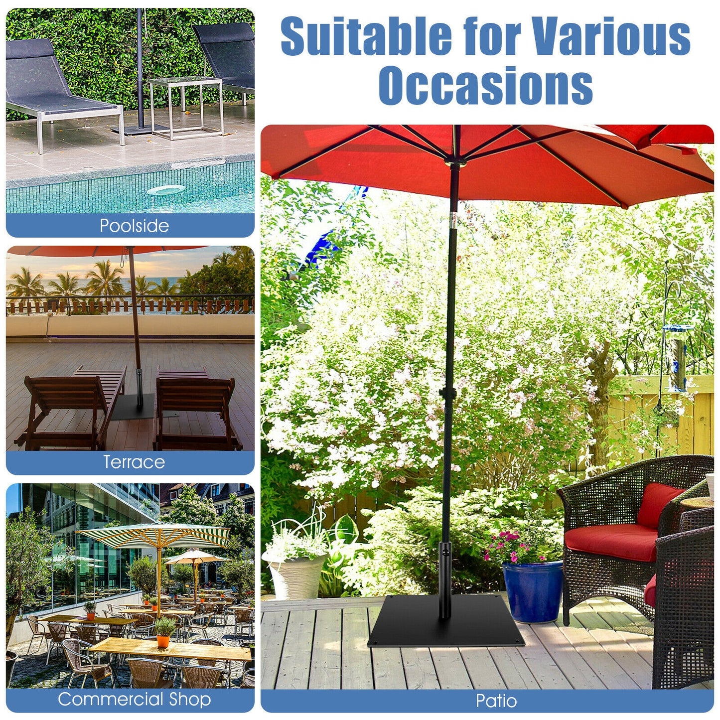 42 Lbs Weighted 25 Inch Square Patio Umbrella Base Outdoor Umbrella Bases at Gallery Canada