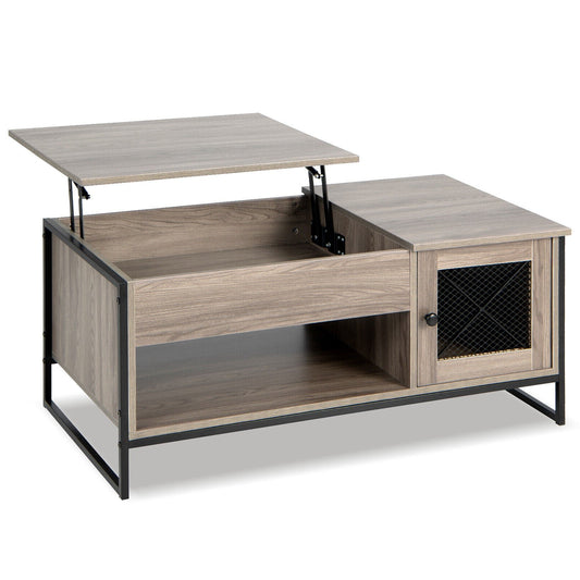 42 Inch Lift Top Coffee Table with Storage and Hidden Compartment, Gray - Gallery Canada