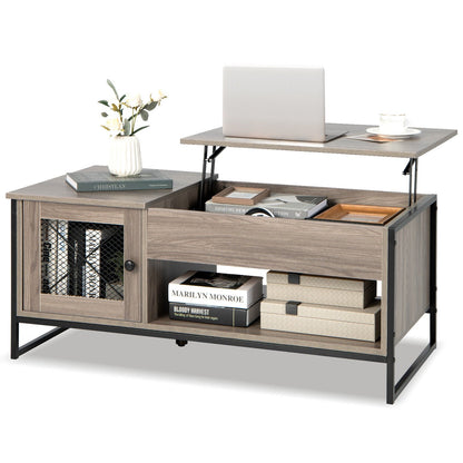 42 Inch Lift Top Coffee Table with Storage and Hidden Compartment, Gray - Gallery Canada