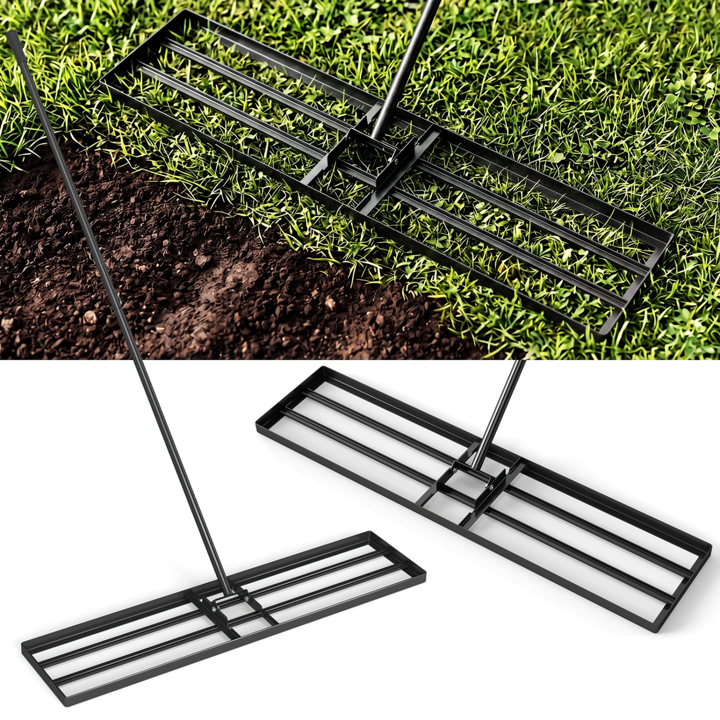 42 x 10 Inch Lawn Leveling Rake, Ergonomic Handle, Black Lawn Care Tools at Gallery Canada