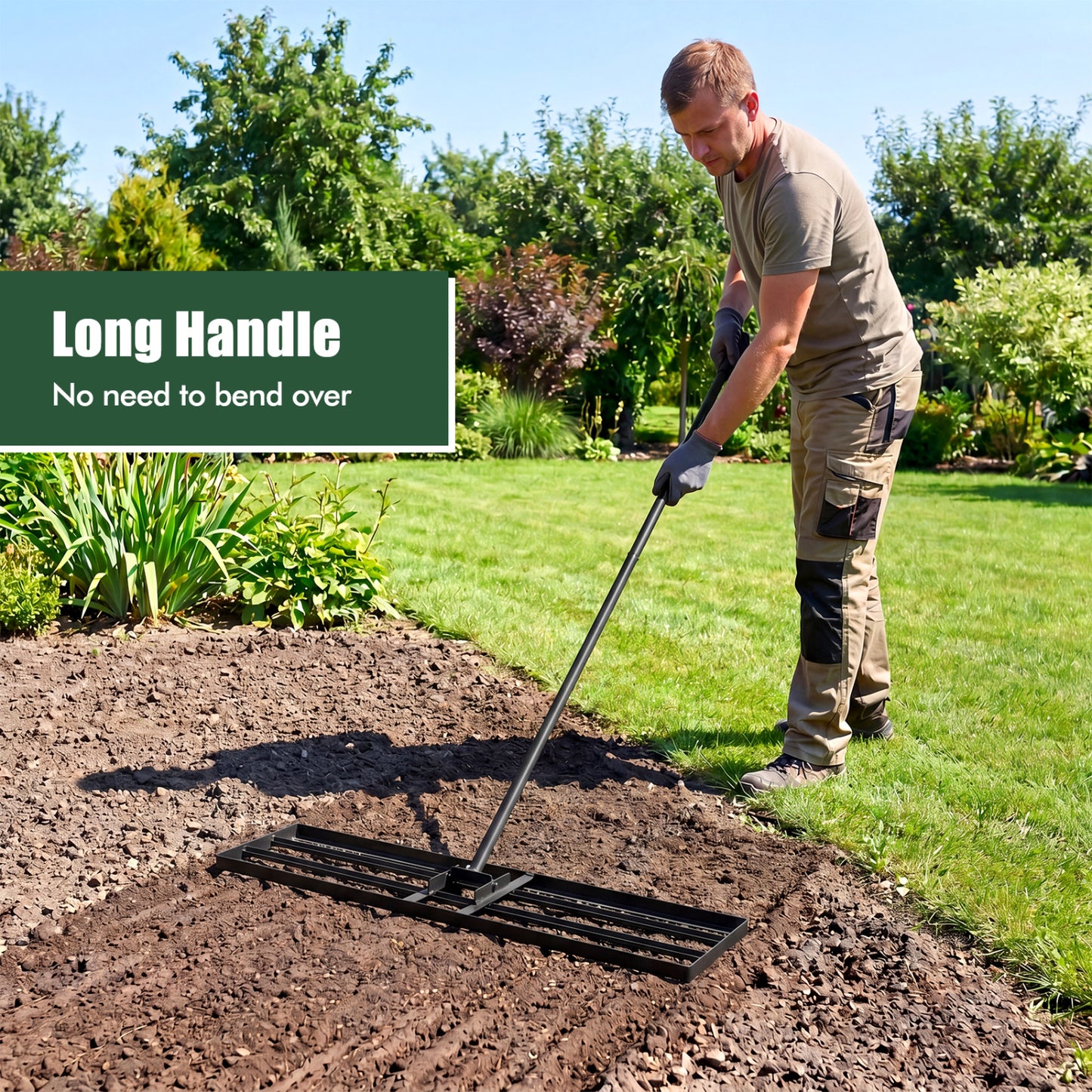 42 x 10 Inch Lawn Leveling Rake, Ergonomic Handle, Black Lawn Care Tools at Gallery Canada
