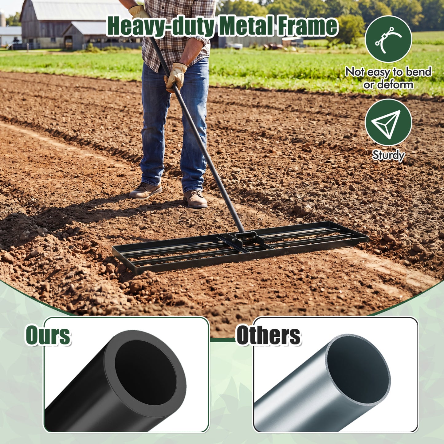 42 x 10 Inch Lawn Leveling Rake, Ergonomic Handle, Black Lawn Care Tools at Gallery Canada