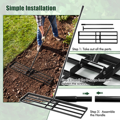 42 x 10 Inch Lawn Leveling Rake, Ergonomic Handle, Black Lawn Care Tools at Gallery Canada