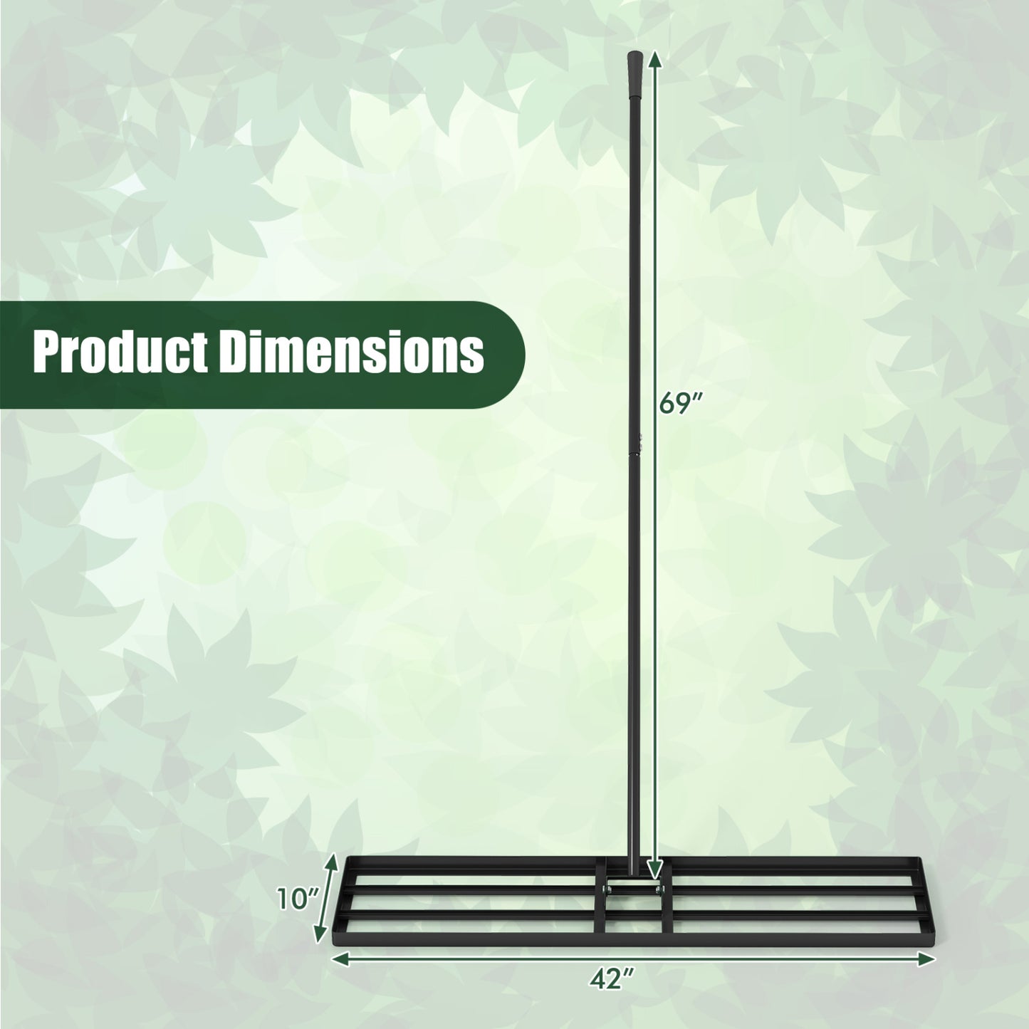 42 x 10 Inch Lawn Leveling Rake, Ergonomic Handle, Black Lawn Care Tools at Gallery Canada