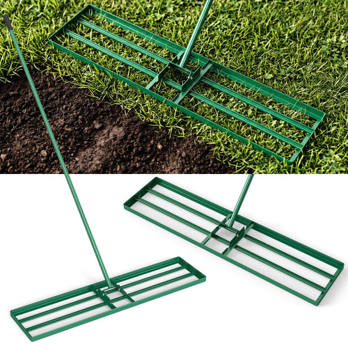 42 x 10 Inch Lawn Leveling Rake, Ergonomic Handle, Green