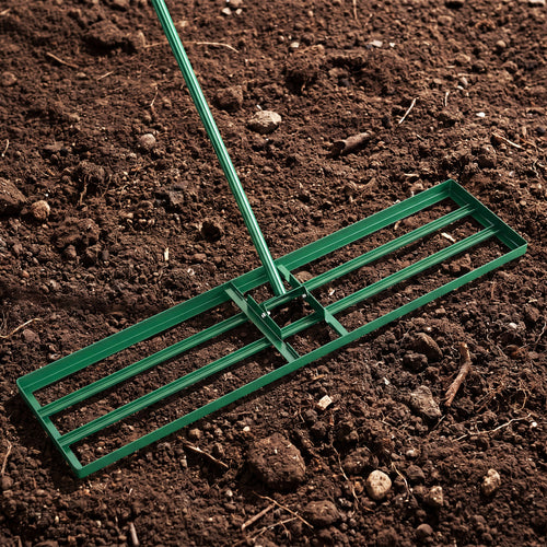 42 x 10 Inch Lawn Leveling Rake, Ergonomic Handle, Green