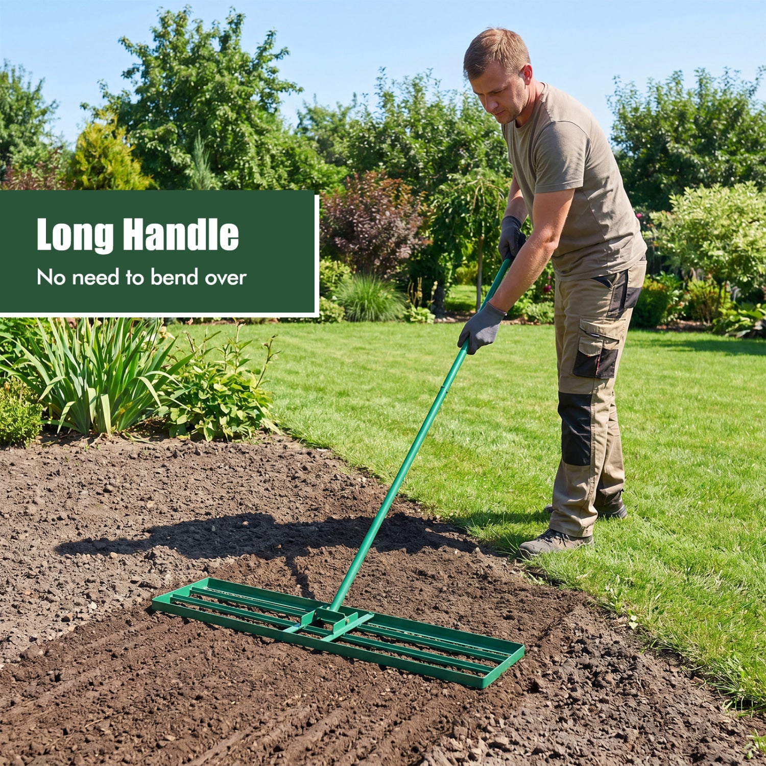 42 x 10 Inch Lawn Leveling Rake, Ergonomic Handle, Green Garden Tools at Gallery Canada