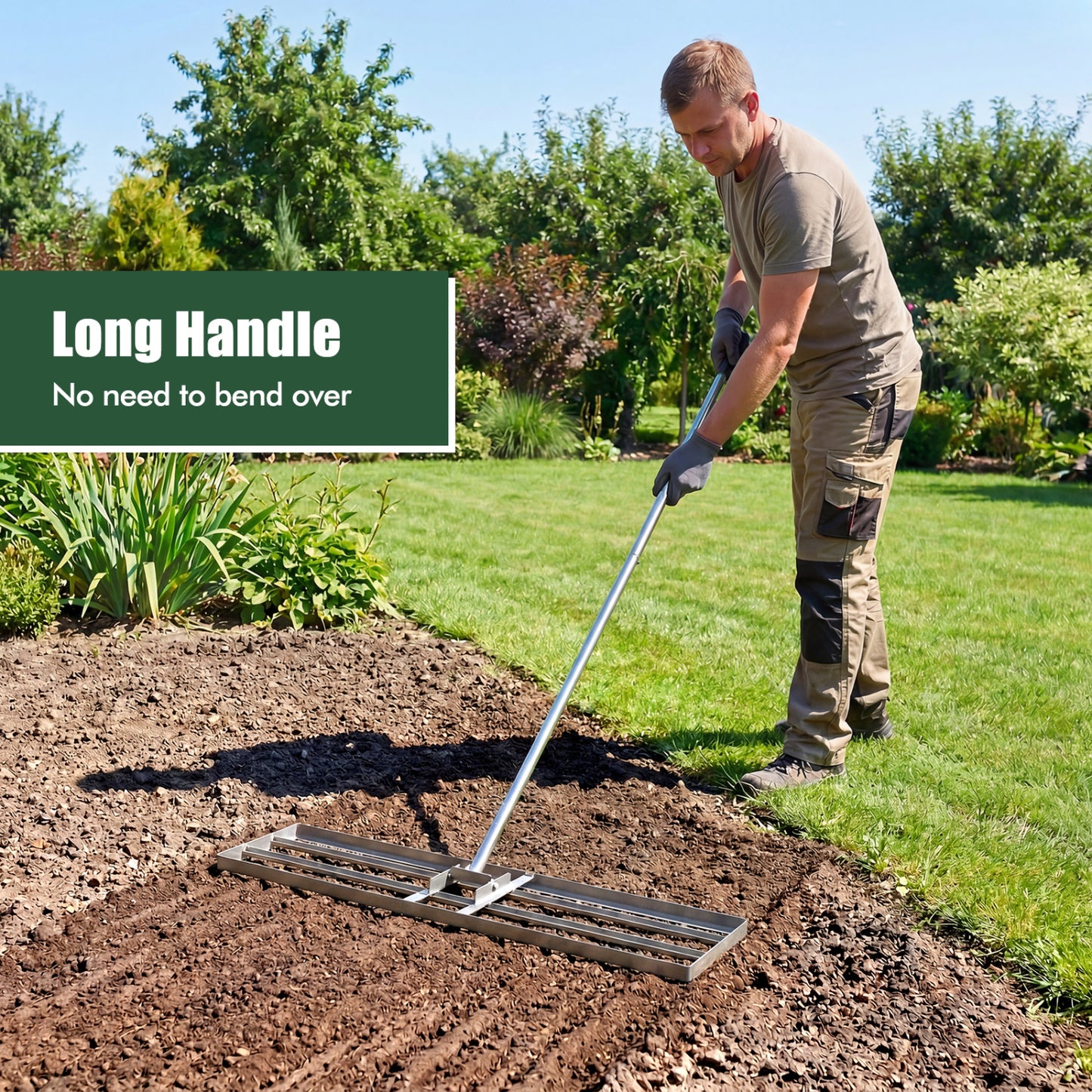 42 x 10 Inch Lawn Leveling Rake, Ergonomic Handle, Silver Lawn Care Tools at Gallery Canada