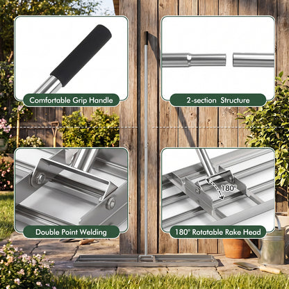 42 x 10 Inch Lawn Leveling Rake, Ergonomic Handle, Silver Lawn Care Tools at Gallery Canada