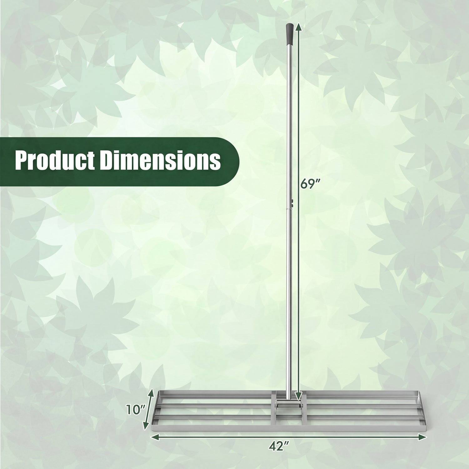 42 x 10 Inch Lawn Leveling Rake, Ergonomic Handle, Silver Lawn Care Tools at Gallery Canada