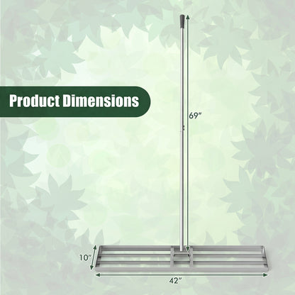 42 x 10 Inch Lawn Leveling Rake, Ergonomic Handle, Silver Lawn Care Tools at Gallery Canada