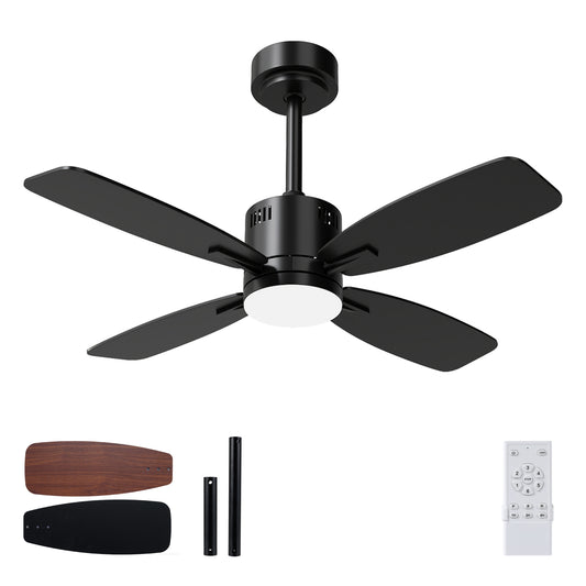 42inch Ceiling Fan with Light and Remote 3CCT LED with Memory 4H Timer 6 Speeds, Black Ceiling Fans Black at Gallery Canada