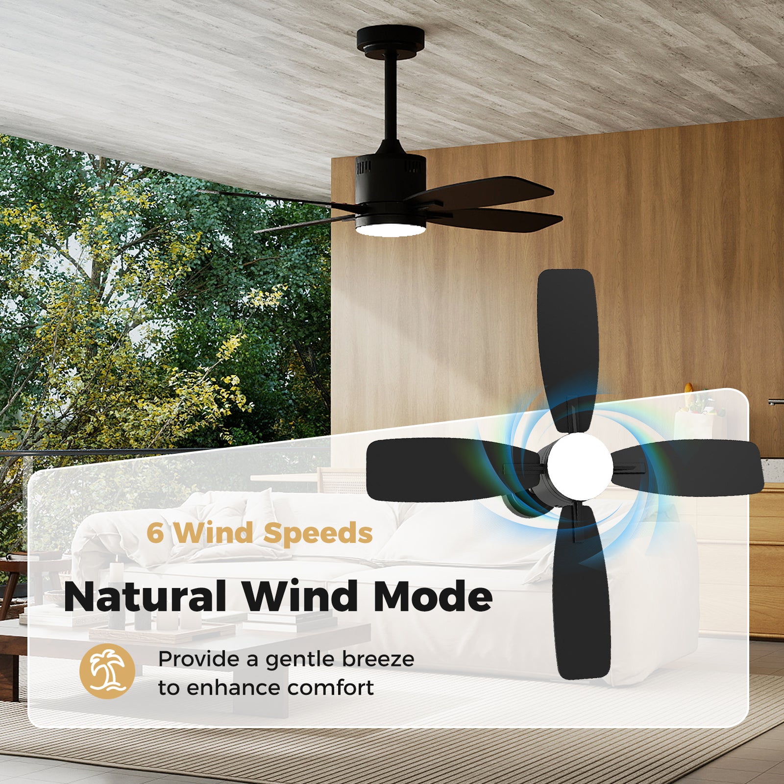 42inch Ceiling Fan with Light and Remote 3CCT LED with Memory 4H Timer 6 Speeds, Black Ceiling Fans at Gallery Canada