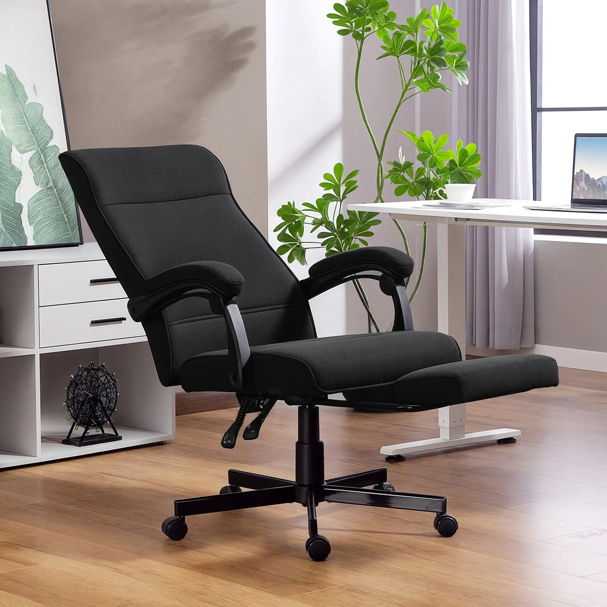 High Back Swivel Recliner Chair, Adjustable Height, Footrest, Armrest, Black Office Chairs at Gallery Canada