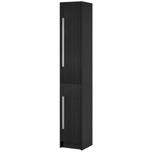 Grande armoire de rangement pour salle de bain, étagères réglables, grain de bois, noir