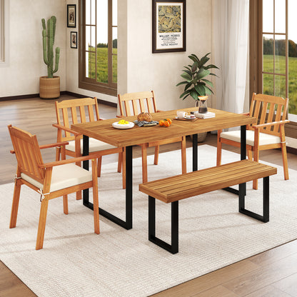 Acacia Wood Dining Table for 6 People Wooden Rectangular Table Patio Dining Tables at Gallery Canada