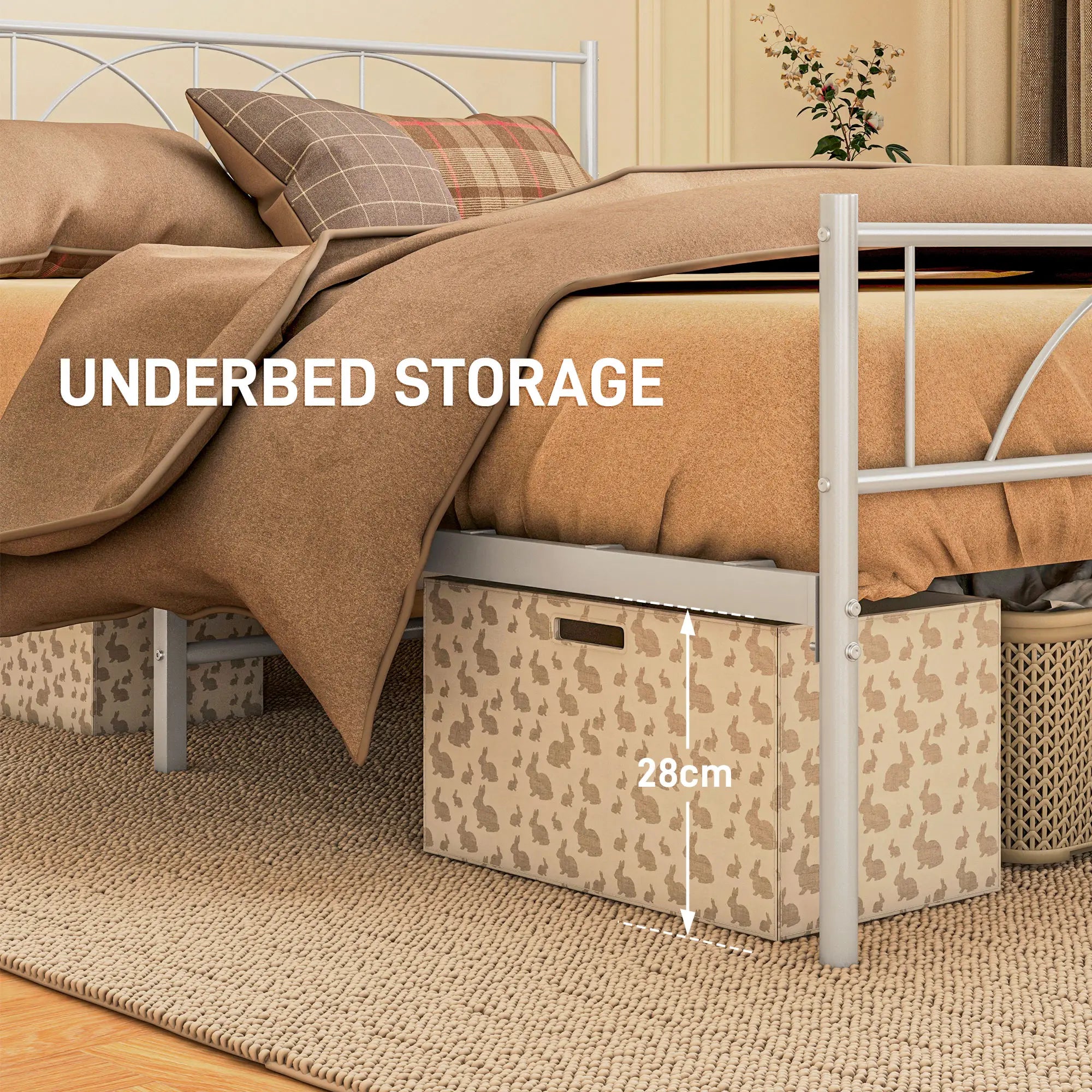 Metal Queen Platform Bed Frame with Headboard, Steel Slat Support, Underbed Storage, No Box Spring Needed, Easy Assembly Bed Frames at Gallery Canada