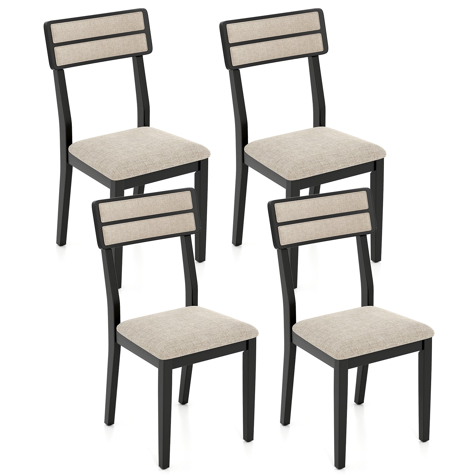 Modern Dining Chairs Set of 4 with Tilt Backrest for Dining Room, Black Dining Chairs at Gallery Canada