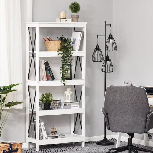 4-Tier Bookcase, Display Shelf, Unit Storage Rack Organizer for Living Room, Office - White - Gallery Canada