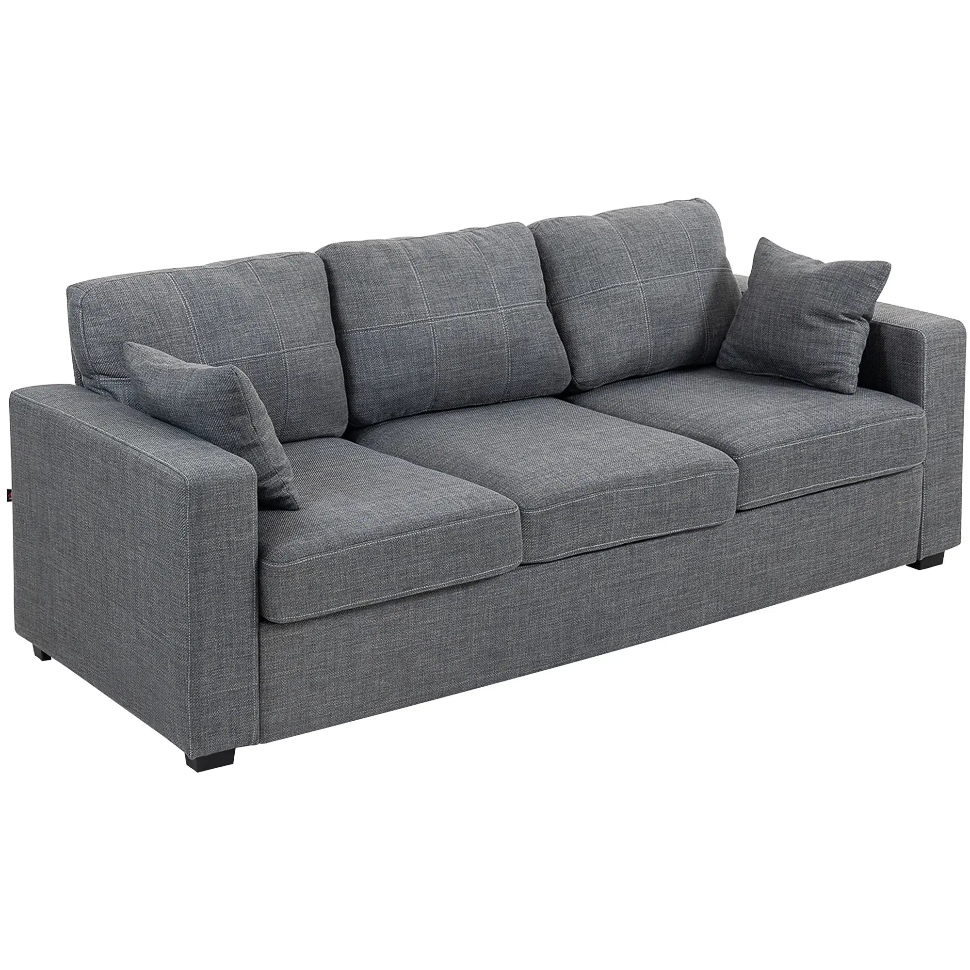 Modern Upholstered 3 Seater Sofa, Deep Seat, Dark Grey 3-Seater Sofas at Gallery Canada