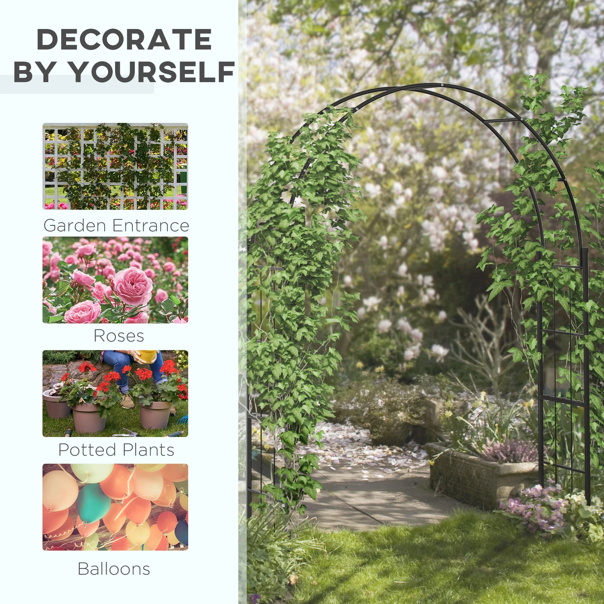7FT Garden Arch Trellis, Outdoor Wedding Arbor, Climbing Roses Vines Plants Garden Arches at Gallery Canada