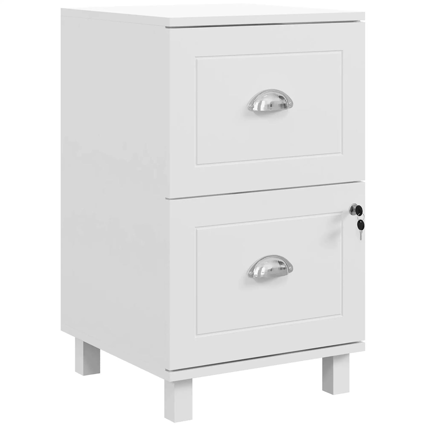 2-Drawer Small Filing Cabinet, Lockable, Adjustable Hanging Bars, White Office Cabinets & Cupboards White at Gallery Canada