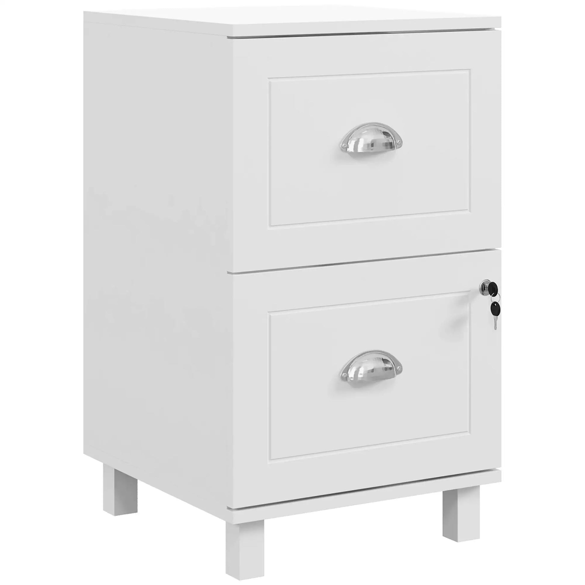 2-Drawer Small Filing Cabinet, Lockable, Adjustable Hanging Bars, White Office Cabinets & Cupboards White at Gallery Canada
