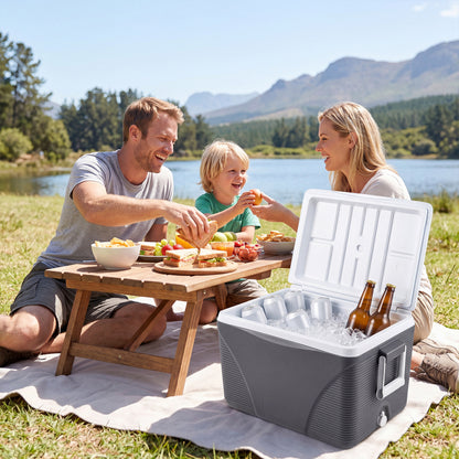 43.3 Quart Portable Hard Cooler With Handles, Black