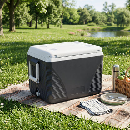 43.3 Quart Portable Hard Cooler With Handles, Black