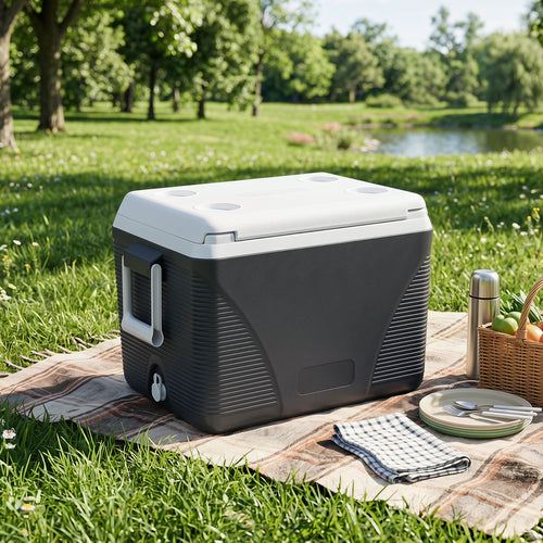 43.3 Quart Portable Hard Cooler With Handles, Black