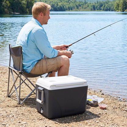 43.3 Quart Portable Hard Cooler With Handles, Black