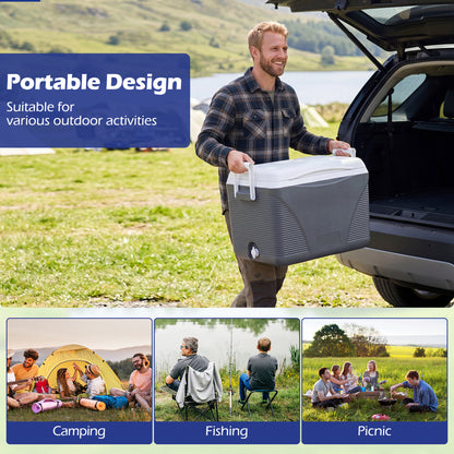43.3 Quart Portable Hard Cooler With Handles, Black