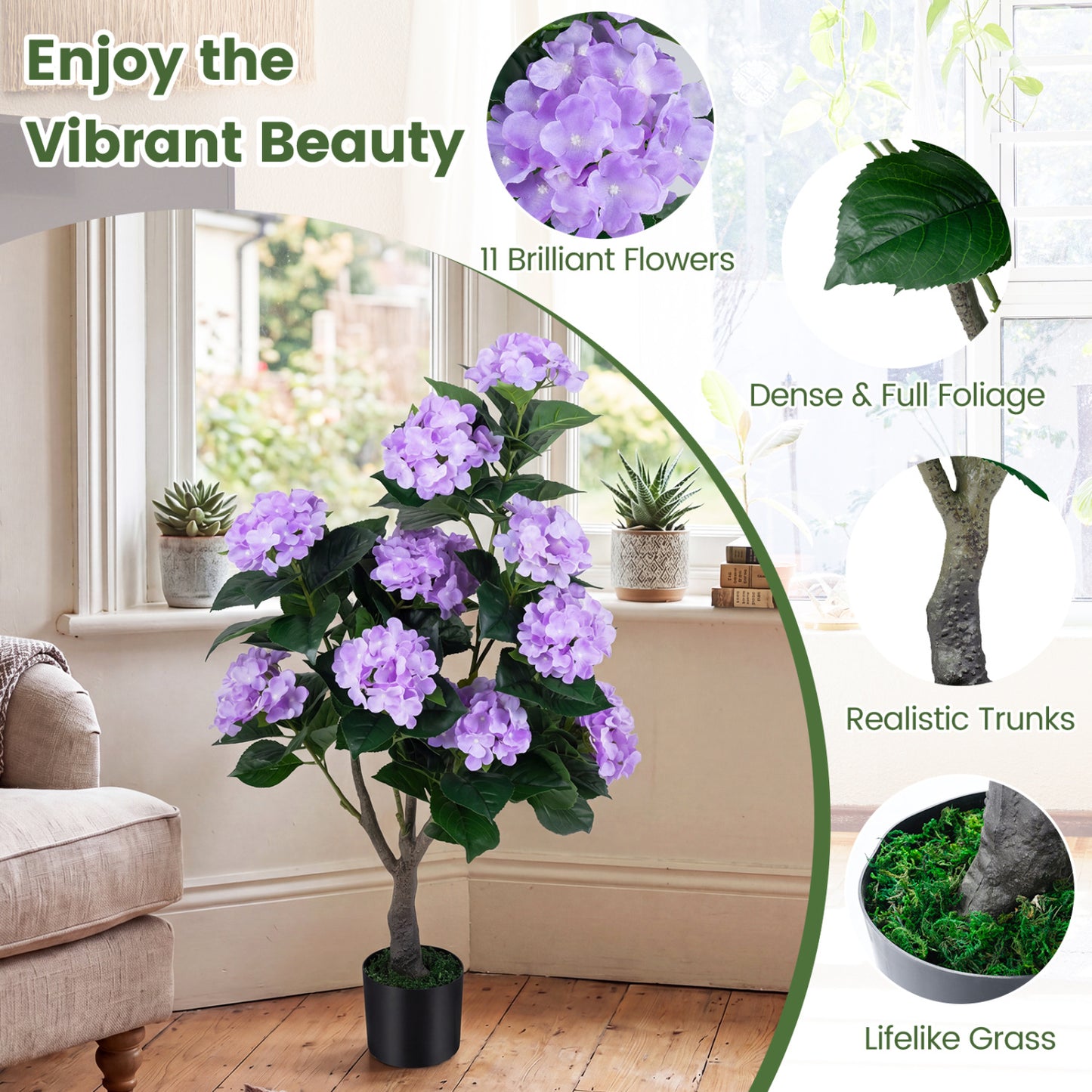 43.5" Artificial Hydrangea Tree 2 Pack, Purple Faux Plants at Gallery Canada